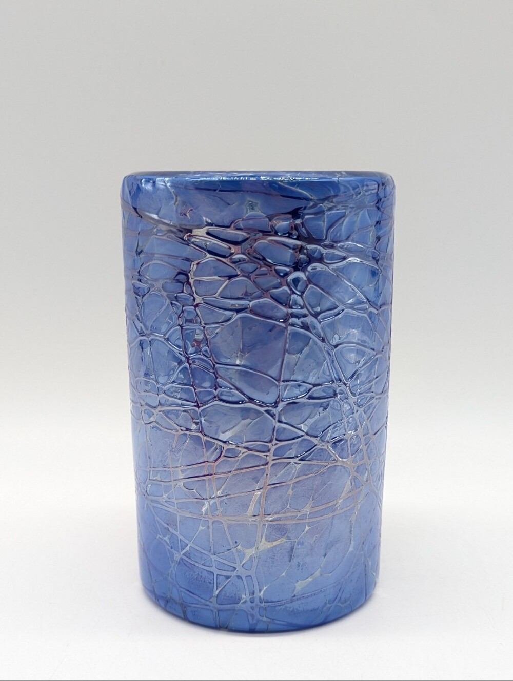 Blue Cobweb Splatter Glass Tumbler